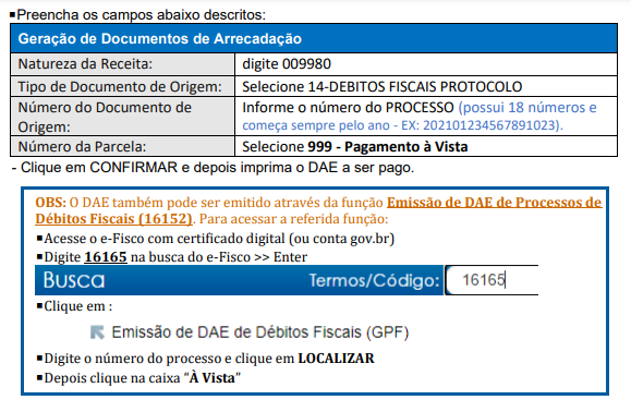 Imagens DAE Processo D bito Fiscal a Vista png